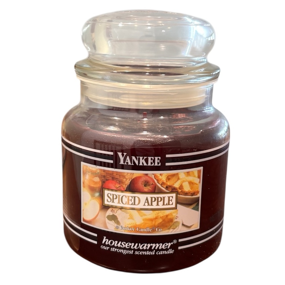 Yankee Candle Jar Spiced Apple Rare Vintage Black Band Retired Burgundy Maroon